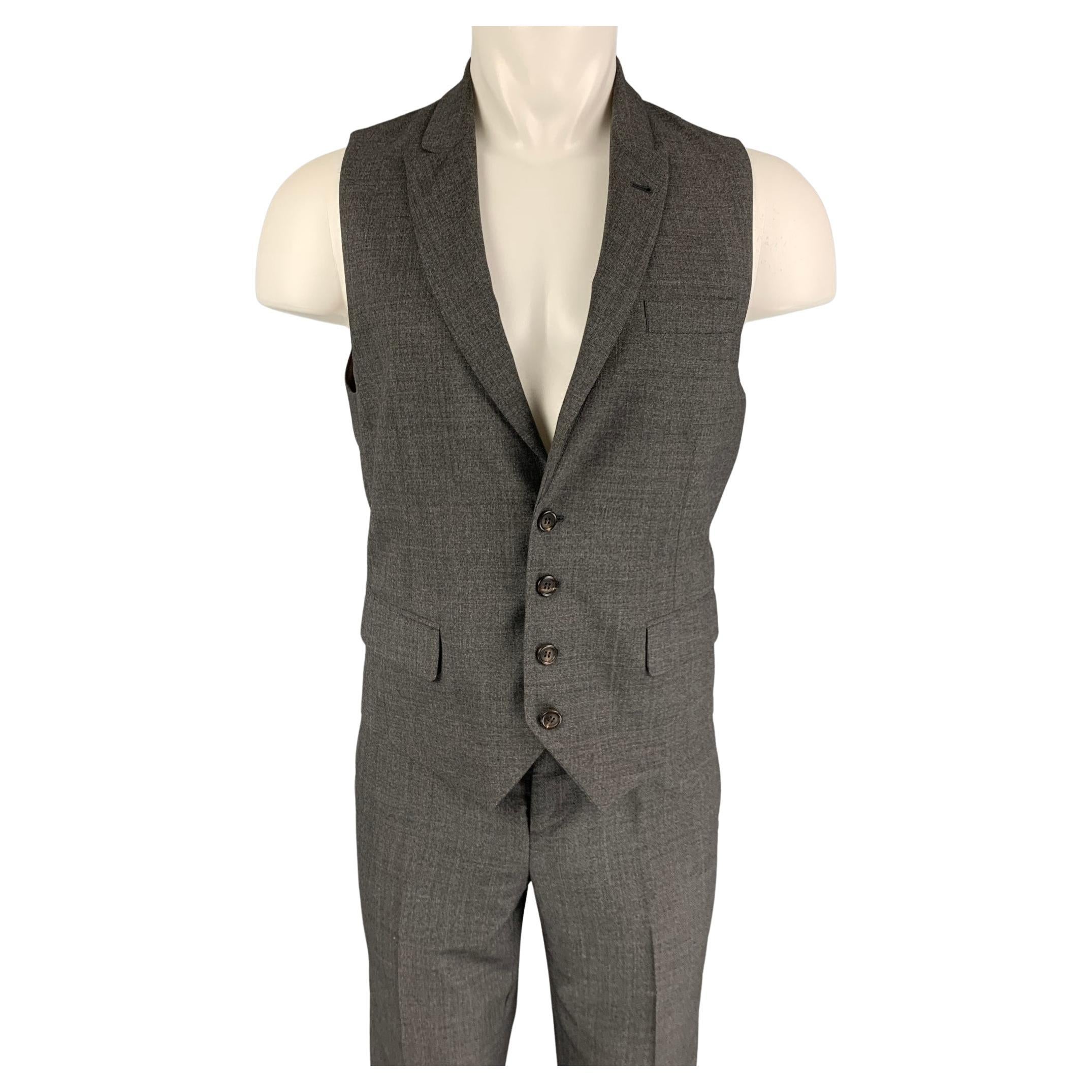 BRUNELLO CUCINELLI Size 38 Grey Wool Vest Suit