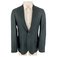 BRUNELLO CUCINELLI Size 38 Military Green Tartan Wool Blend Sport Coat
