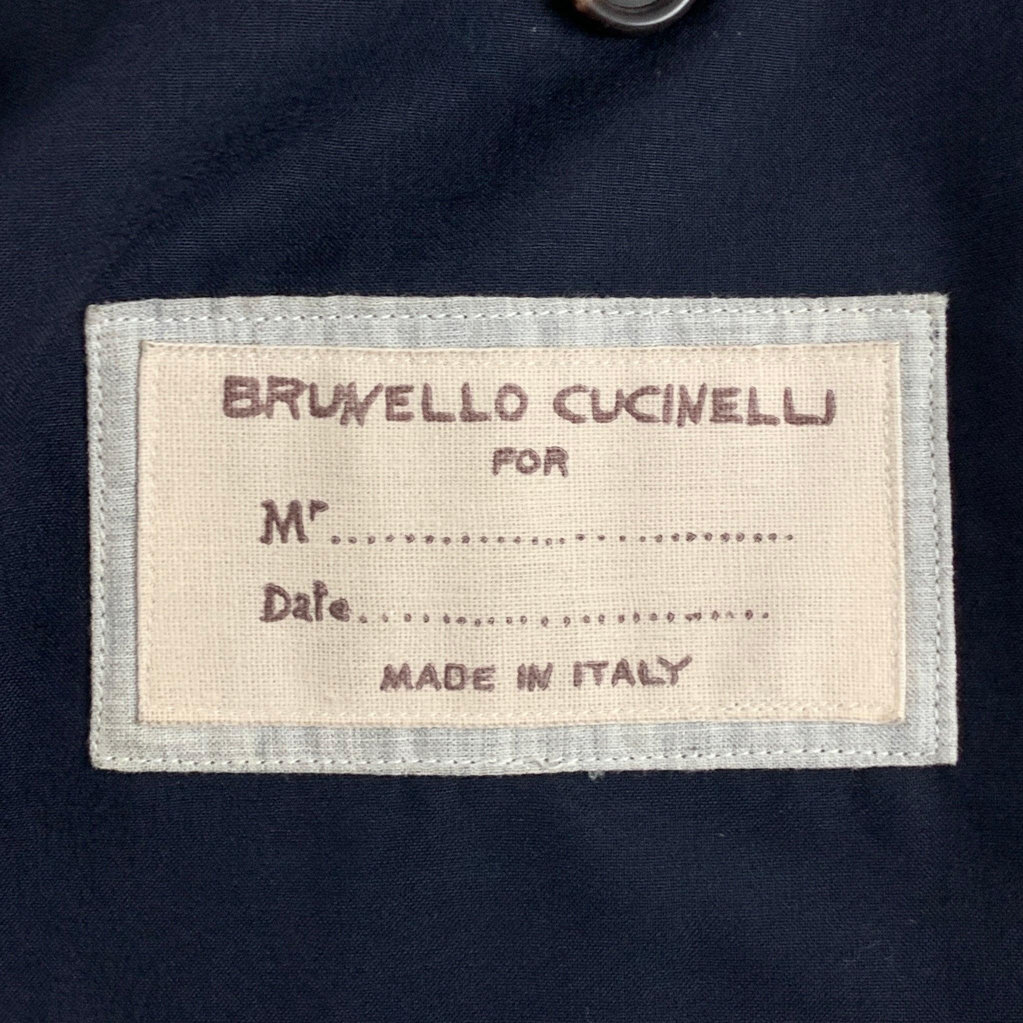 BRUNELLO CUCINELLI Size 38 Navy Virgin Wool Silk Notch Lapel Sport Coat For Sale 4