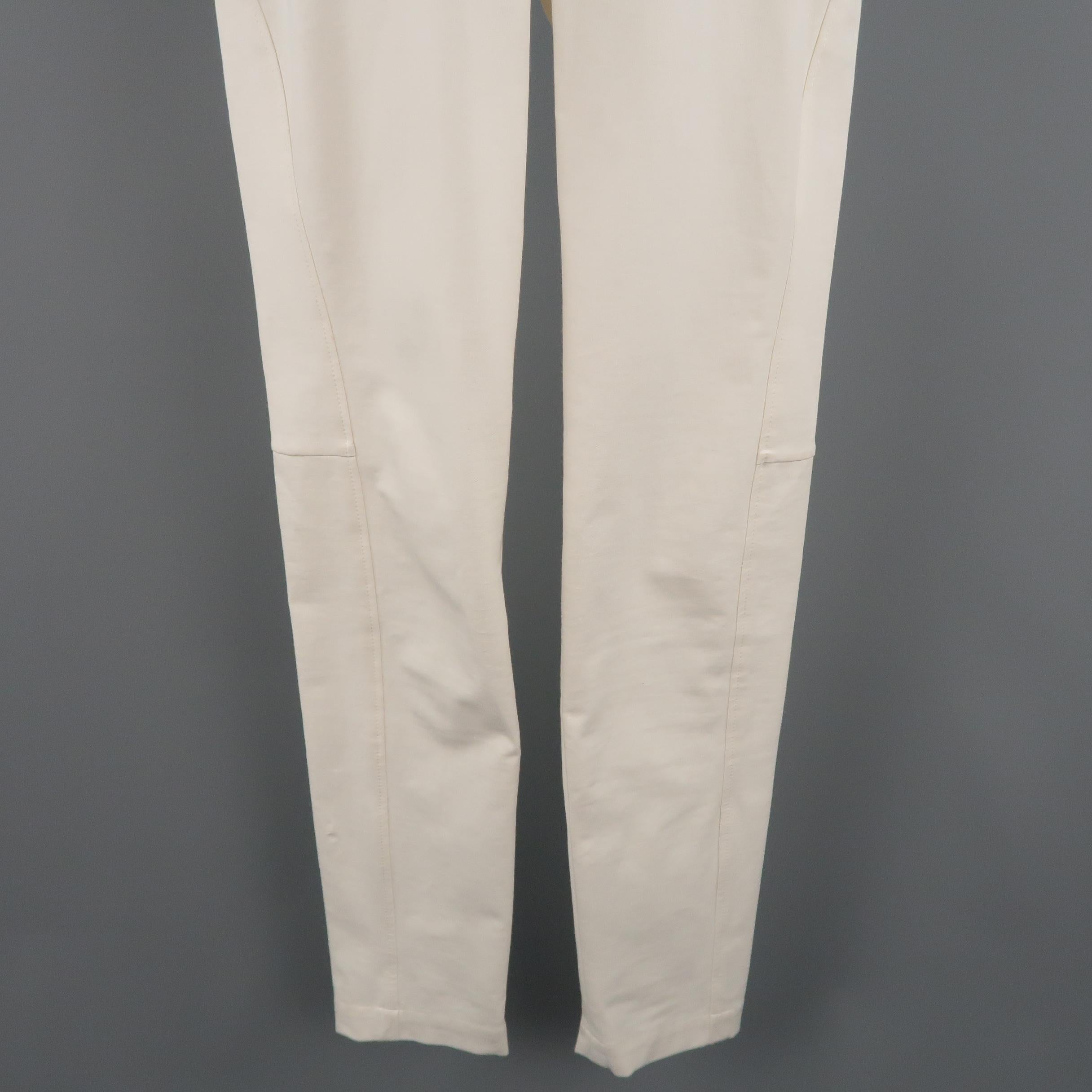 BRUNELLO CUCINELLI Size 4 Off White Cotton / Elastane Stretch Pants (Weiß)