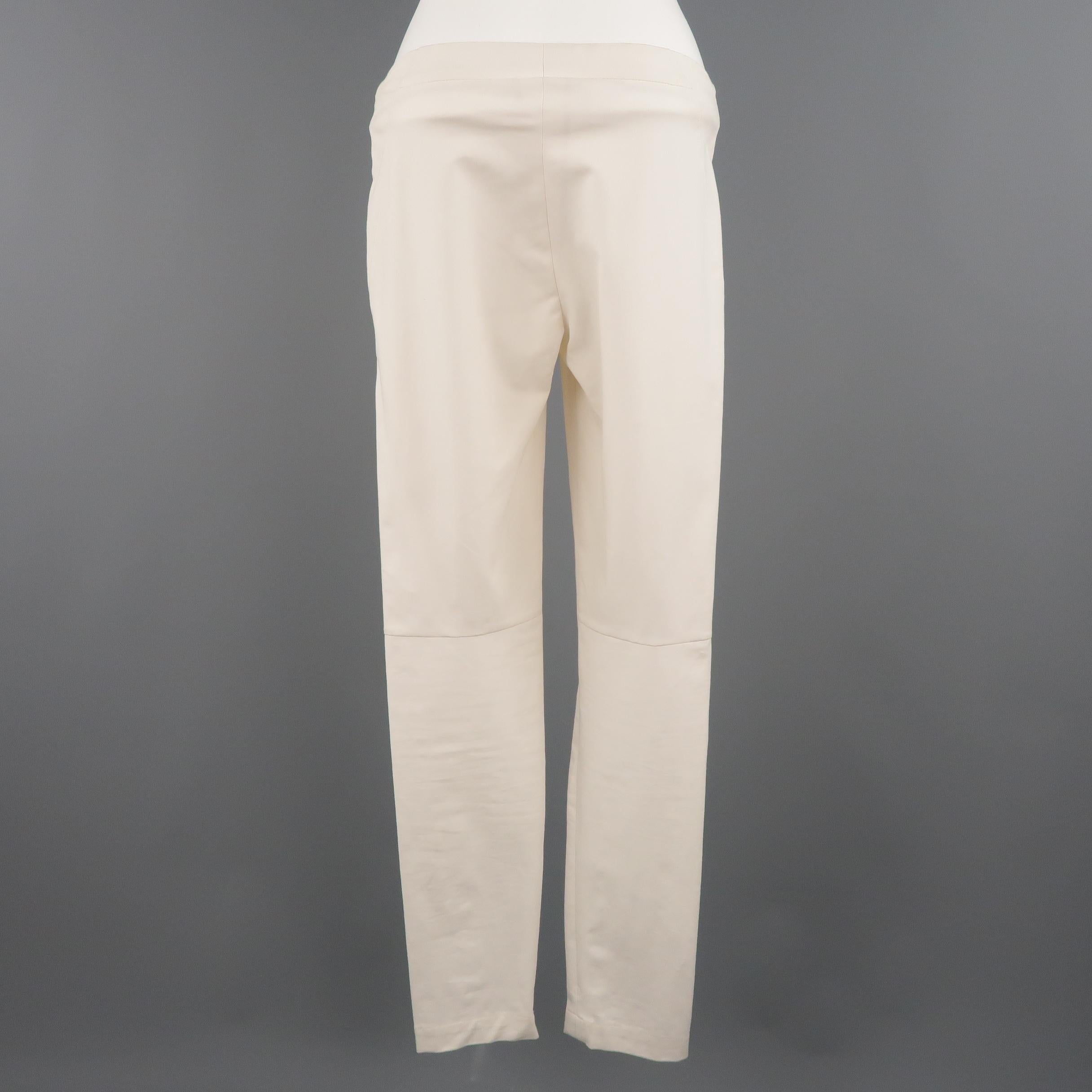 BRUNELLO CUCINELLI Size 4 Off White Cotton / Elastane Stretch Pants Damen