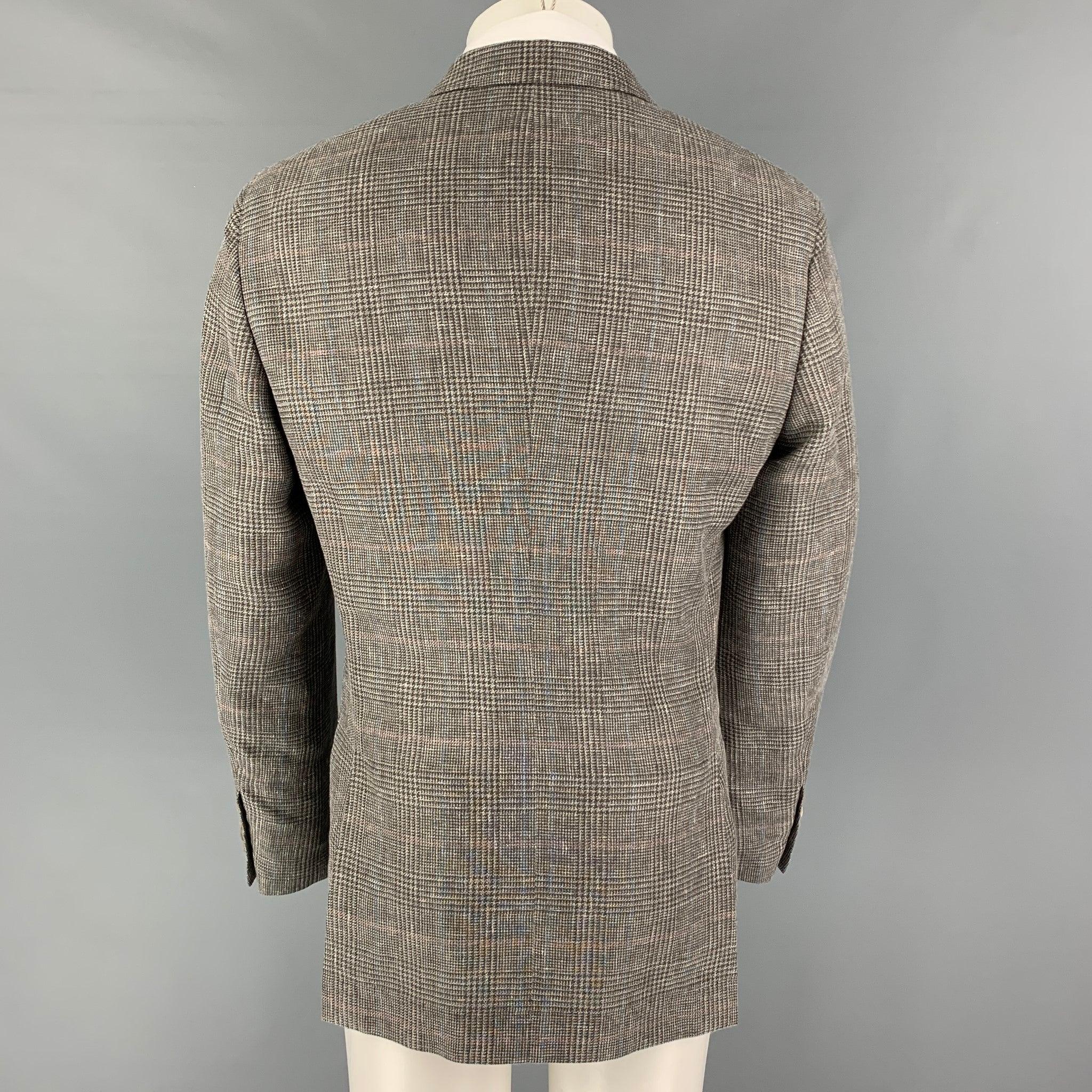 Men's BRUNELLO CUCINELLI Size 40 Blue Glenplaid Wool Blend Sport Coat For Sale