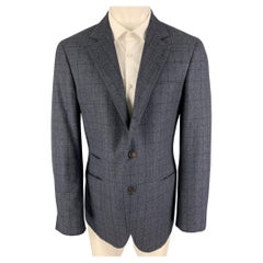 BRUNELLO CUCINELLI Size 40 Blue Glenplaid Wool Blend Sport Coat