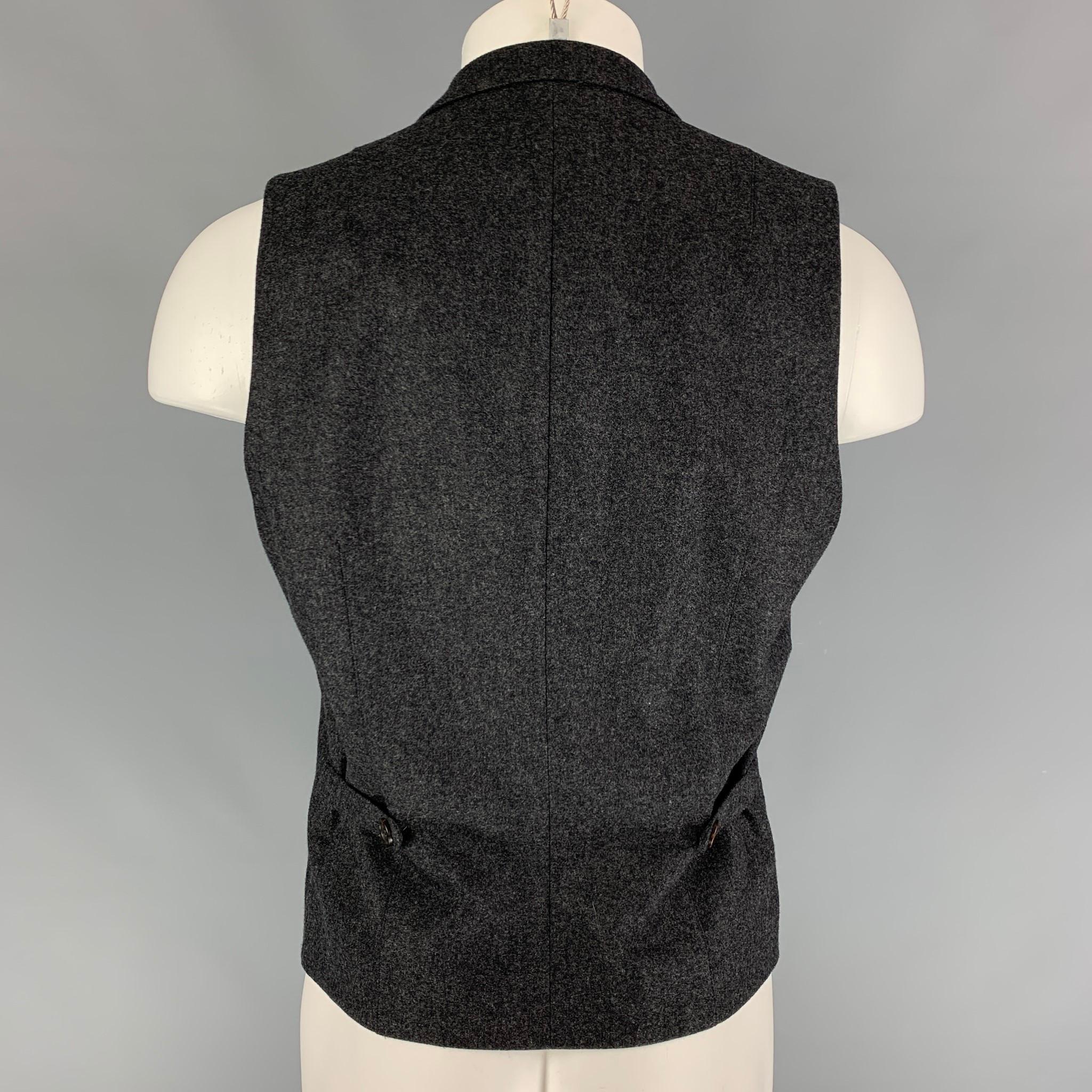 Black BRUNELLO CUCINELLI Size 40 Charcoal Heather Wool Side Tabs Vest