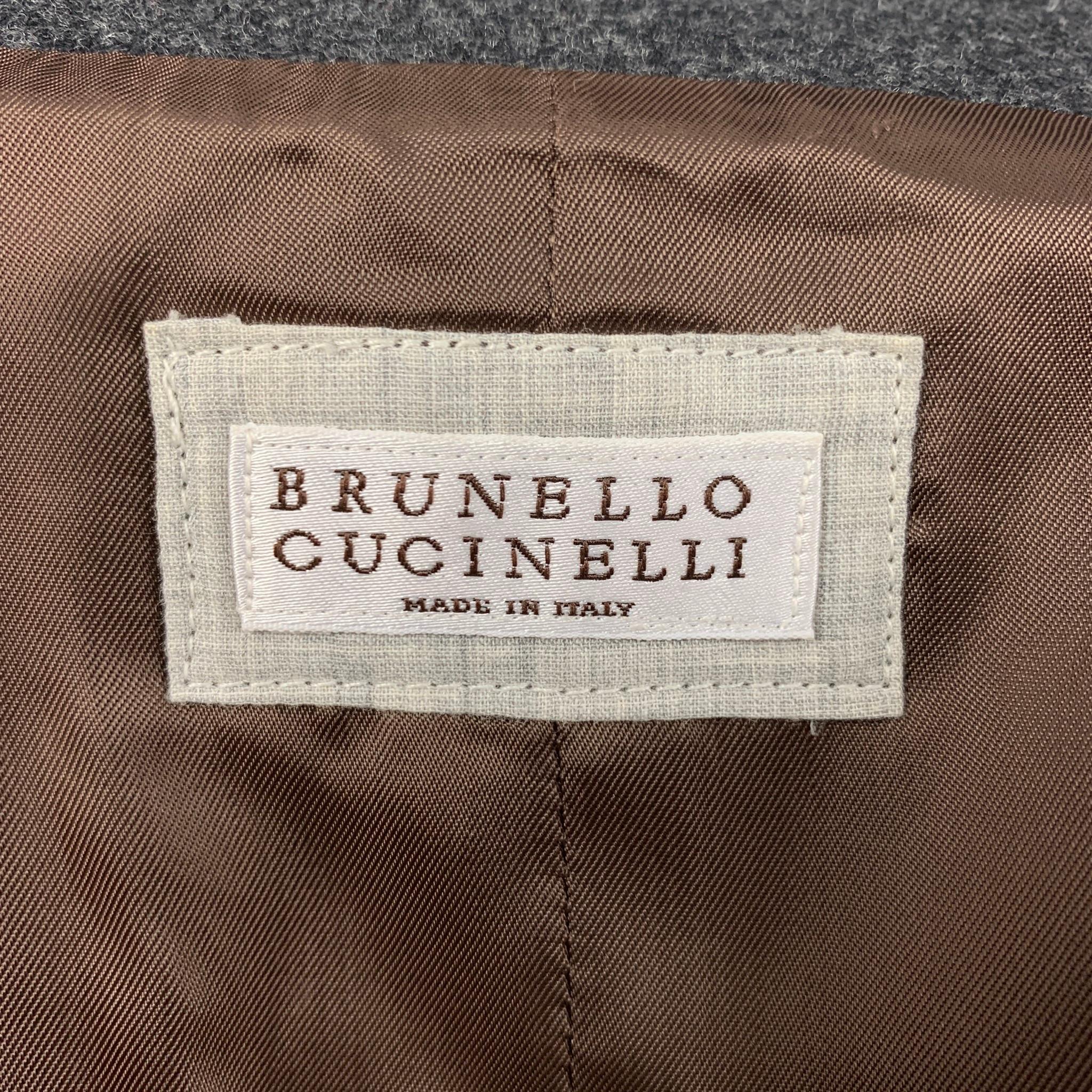 BRUNELLO CUCINELLI Size 40 Charcoal Heather Wool Side Tabs Vest 1