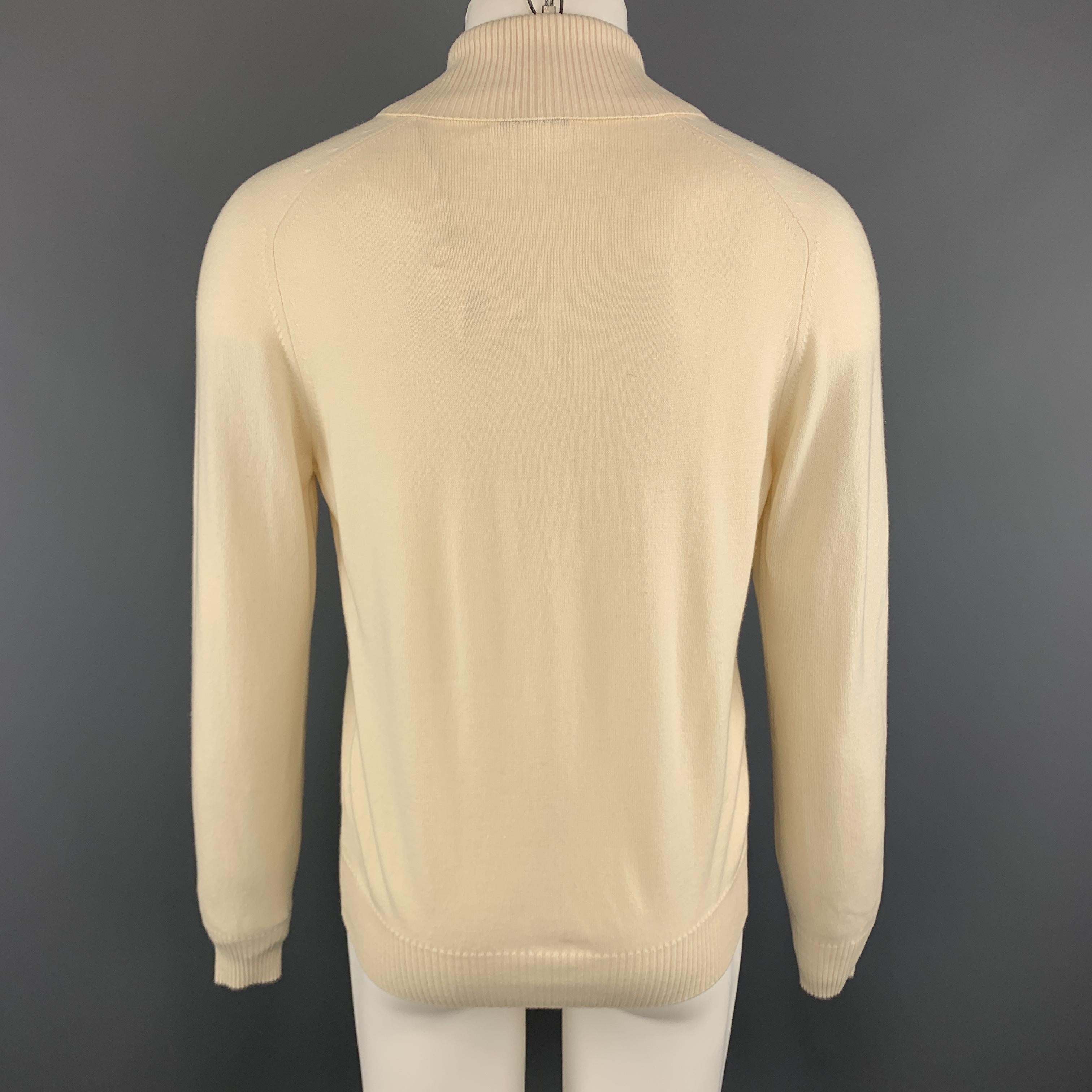 BRUNELLO CUCINELLI Size 40 Cream Cashmere Shawl Collar Pullover Sweater In New Condition In San Francisco, CA
