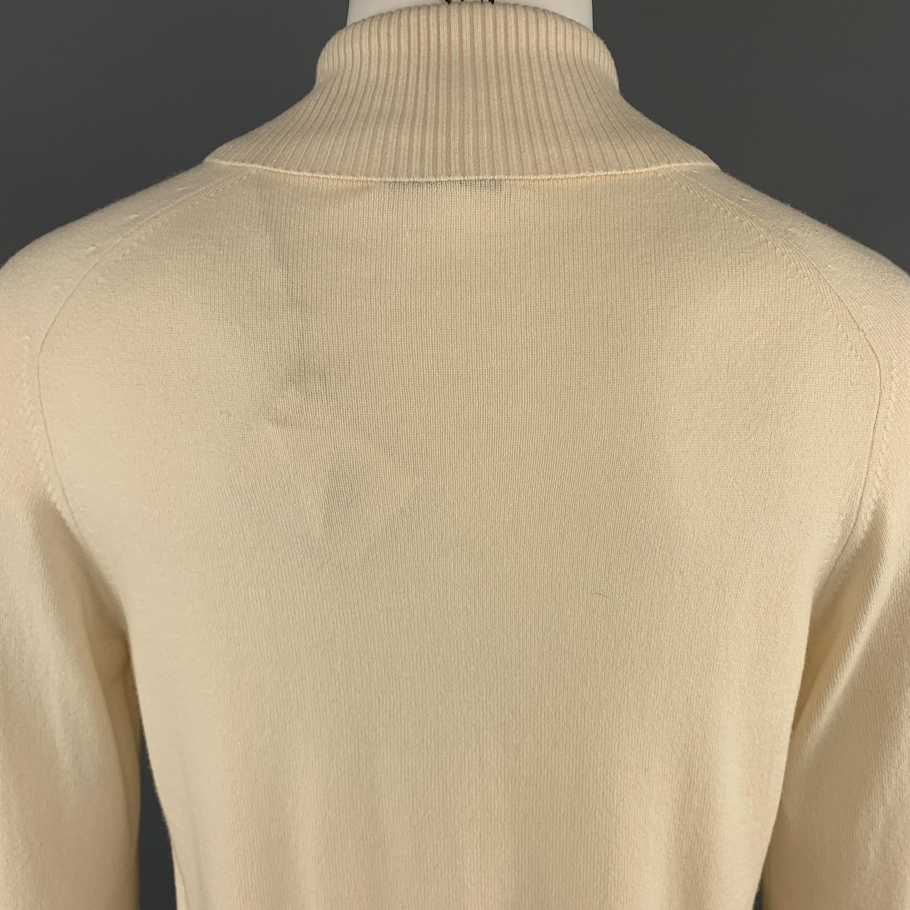 Men's BRUNELLO CUCINELLI Size 40 Cream Cashmere Shawl Collar Pullover Sweater