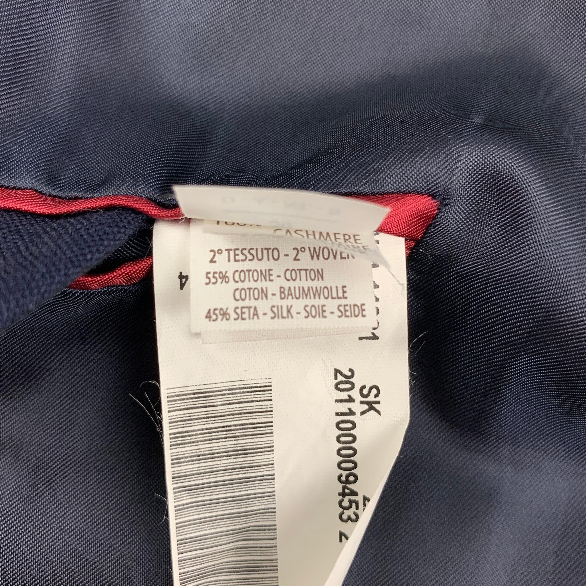 BRUNELLO CUCINELLI Size 40 Navy Cotton Silk Shawl Collar Suit For Sale 6