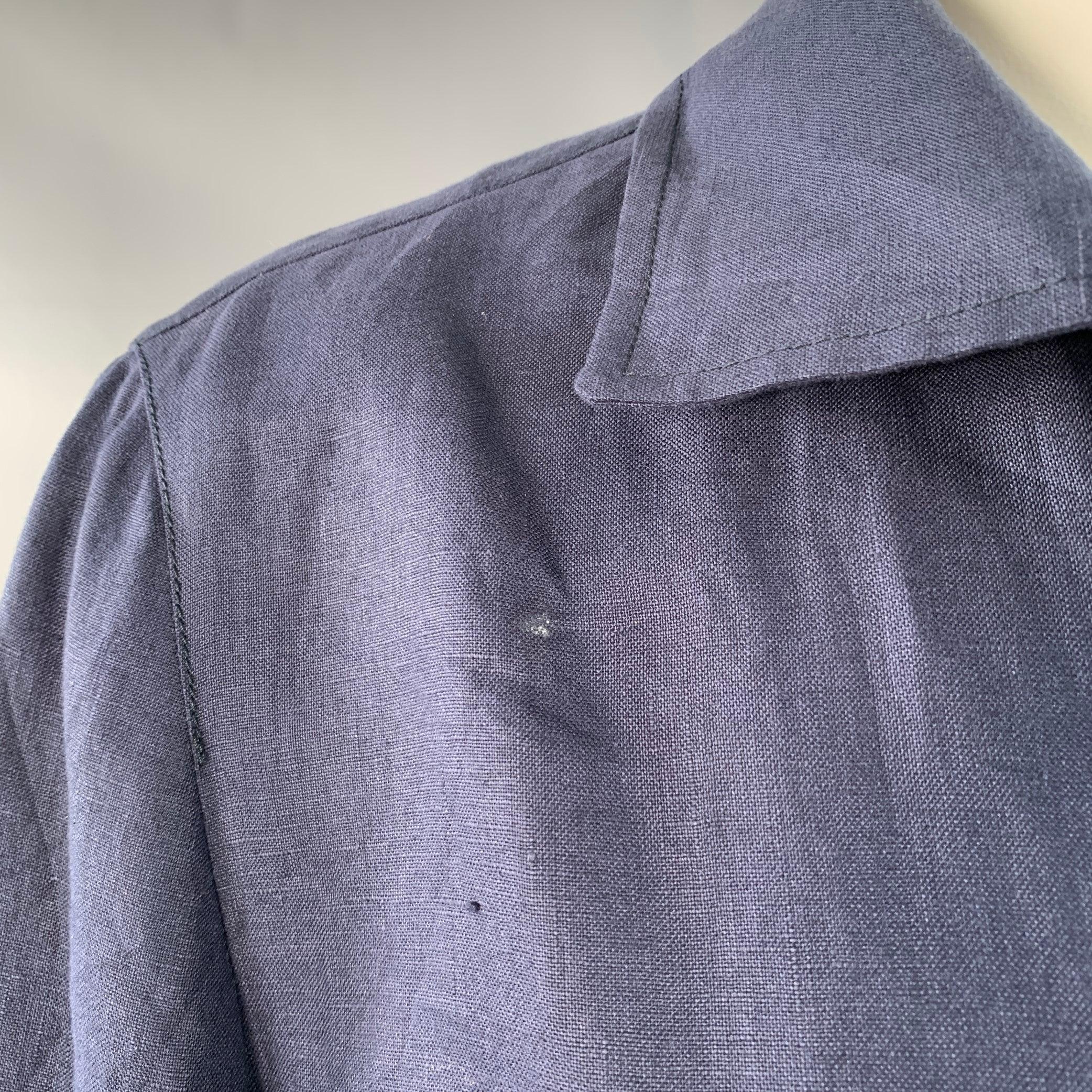 Brunello Cucinelli Taglia 40 Giacca in twill di lino rosso marino con bottoni automatici In condizioni ottime in vendita a San Francisco, CA
