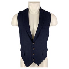 BRUNELLO CUCINELLI Size 40 Navy Wool Side Tabs Vest