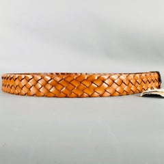 BRUNELLO CUCINELLI Size 42 Brown Cognac Woven Leather Belt