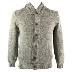 BRUNELLO CUCINELLI Size 42 Green 
Light Grey Heather Cotton / Acrylic Jacket
