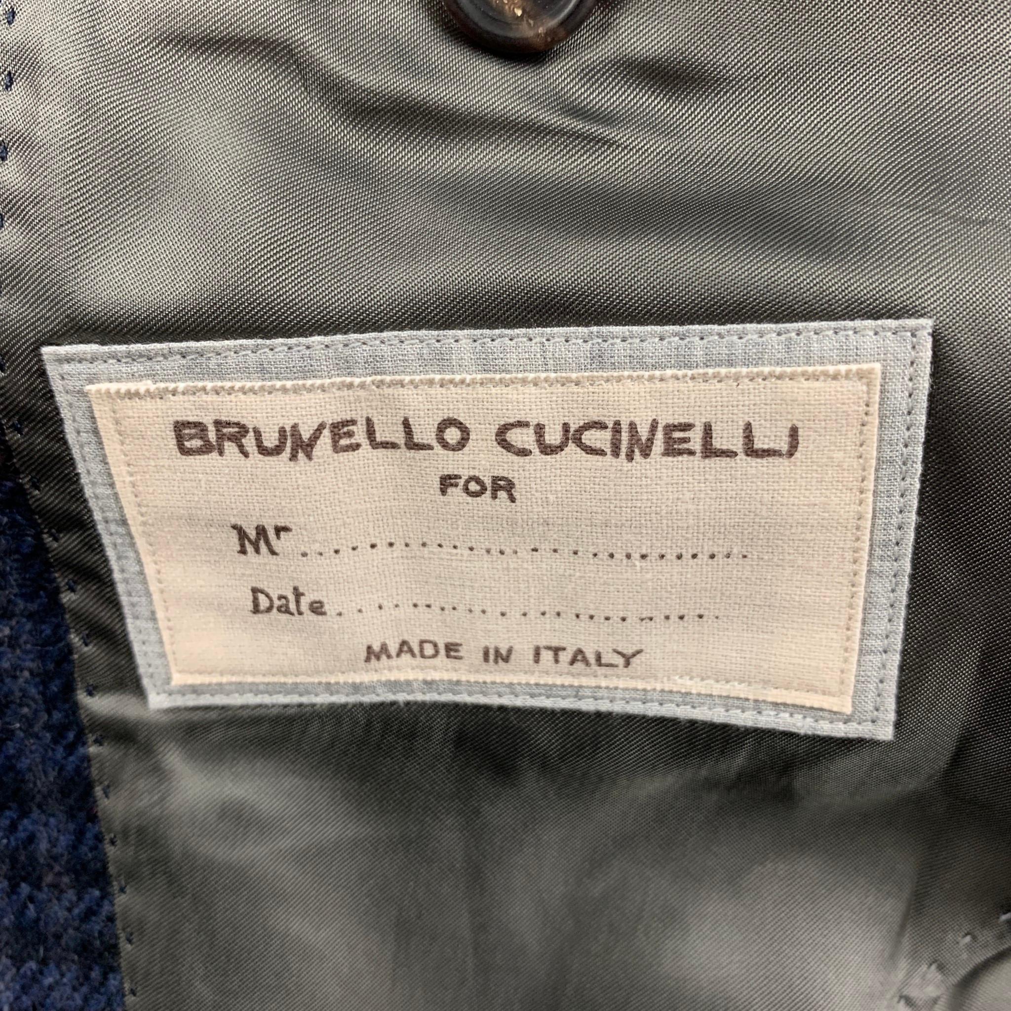 BRUNELLO CUCINELLI Size 42 Navy Gray Red Plaid Cashmere Sport Coat 2
