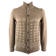 BRUNELLO CUCINELLI Size 42 Oatmeal Fairisle Cashmere Buttoned Jacket