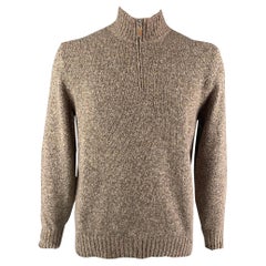 BRUNELLO CUCINELLI Size 42 Oatmeal Tan Heather Cashmere Half Zip Pullover