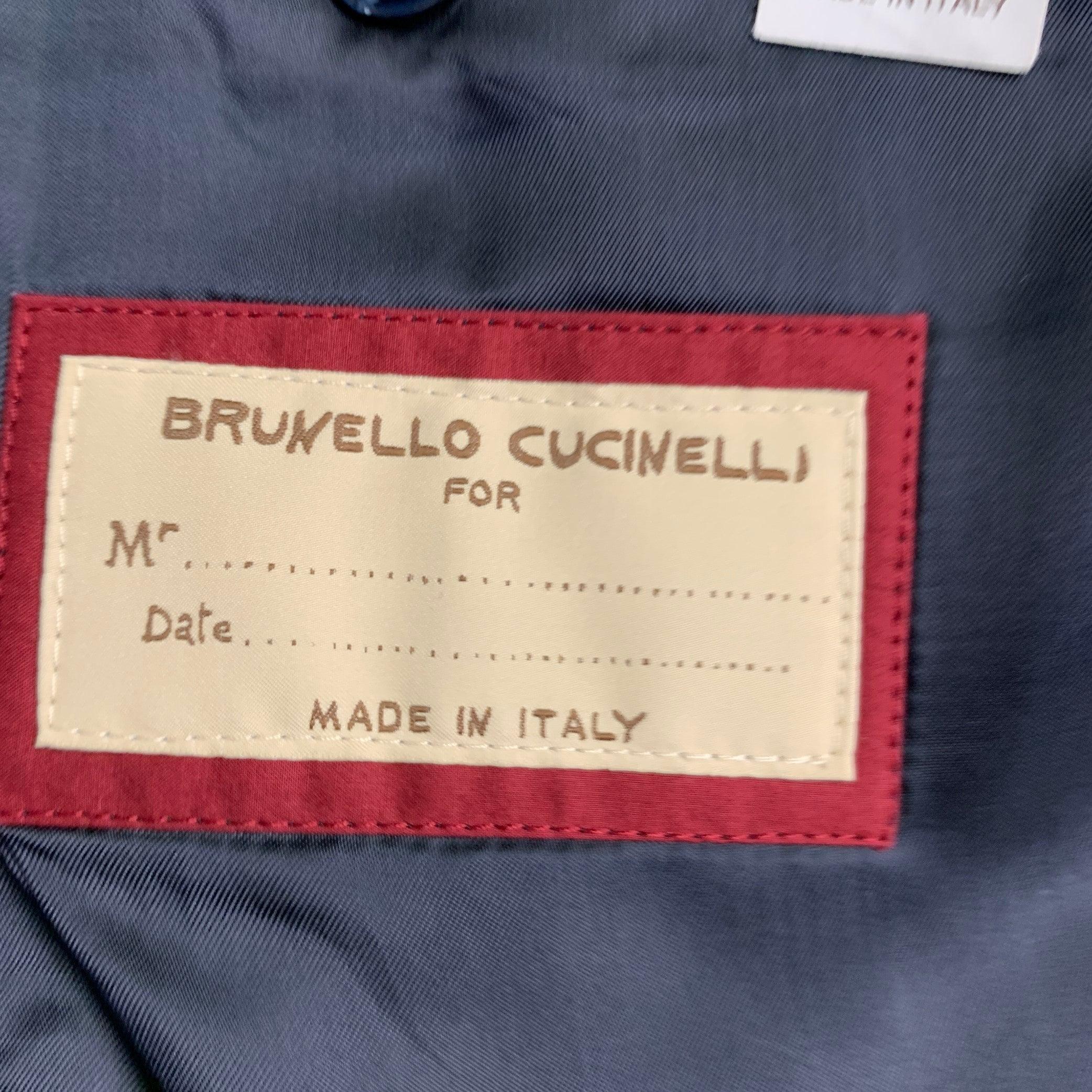 BRUNELLO CUCINELLI Size 44 Navy Blue Two Toned Virgin Wool Silk Tuxedo 3