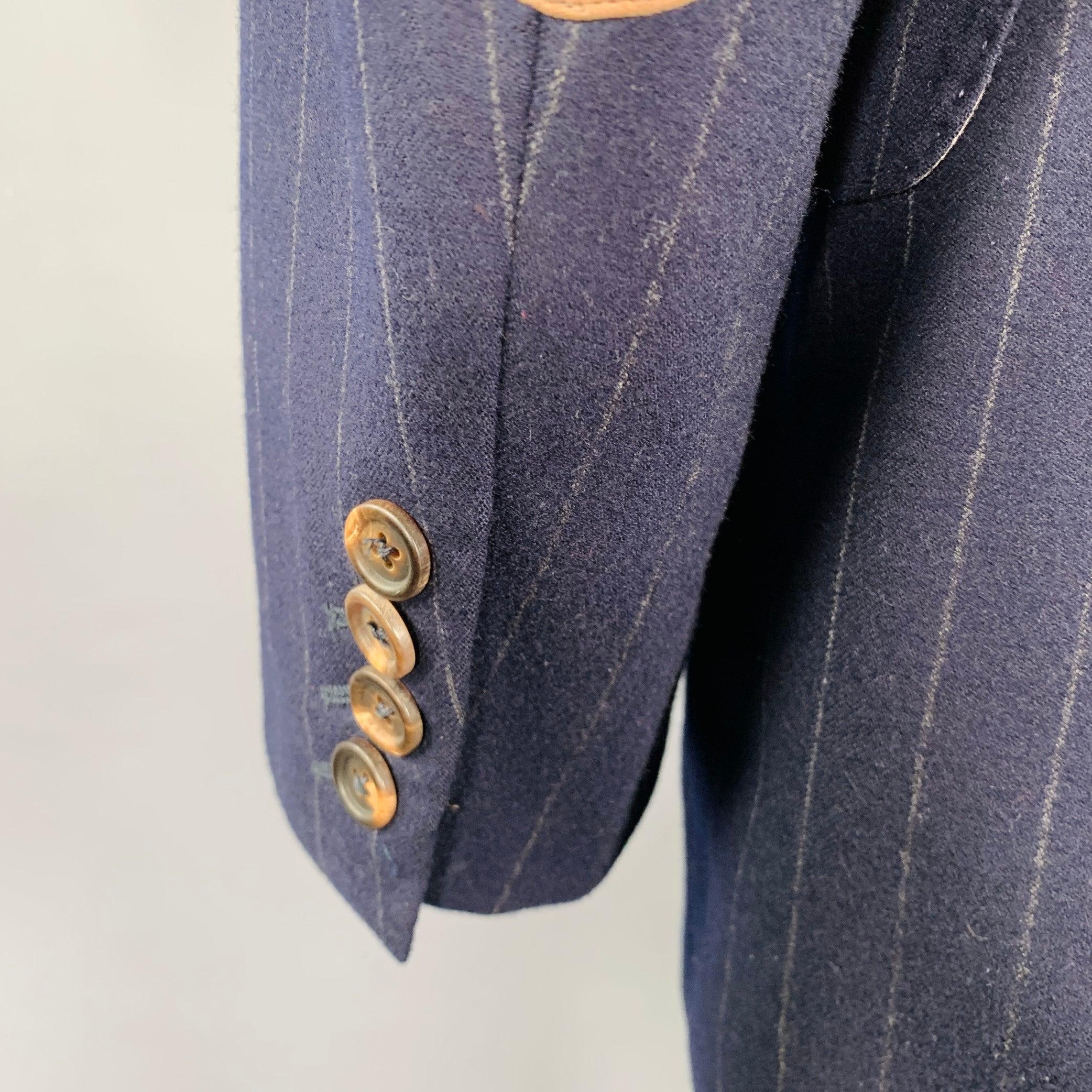 BRUNELLO CUCINELLI Size 44 Navy Grey Pinstripe Wool Cashmere Sport Coat 1