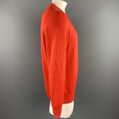 BRUNELLO CUCINELLI Größe 44 Orangefarbener Pullover mit Crew-Neck aus gestrickter Baumwolle