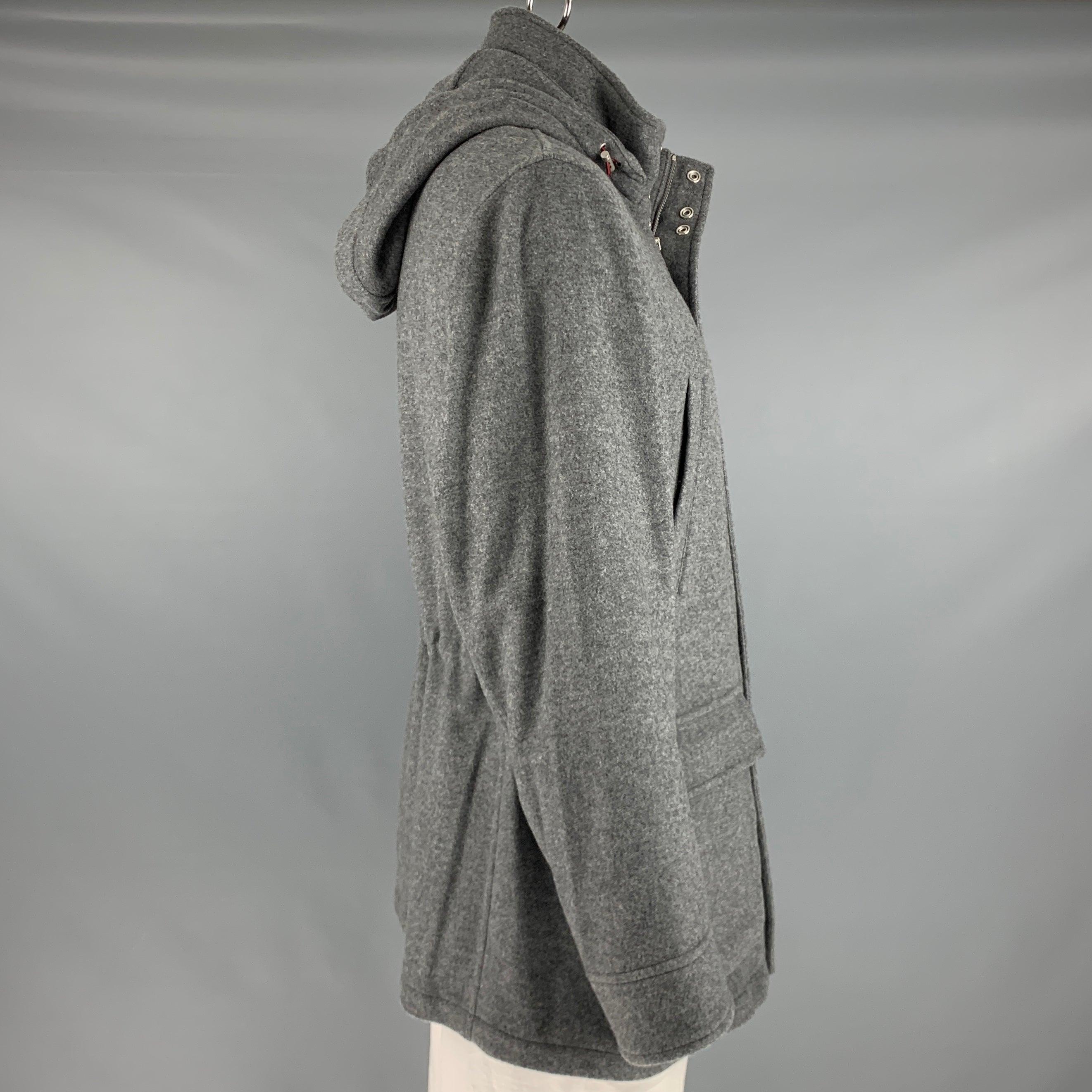 BRUNELLO CUCINELLI Size 46 Grey Cashmere Zip Snaps Jacket In Excellent Condition For Sale In San Francisco, CA