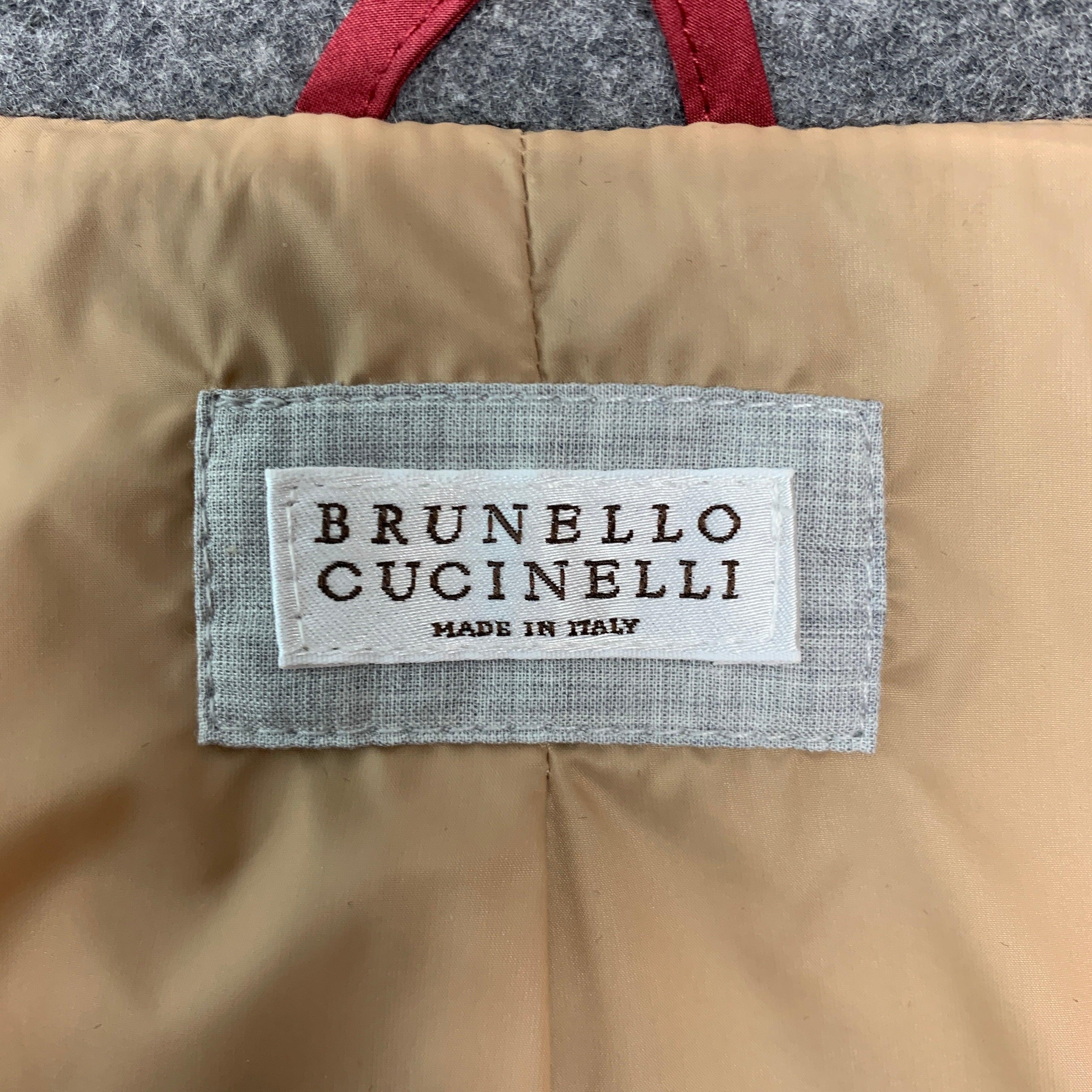 BRUNELLO CUCINELLI Size 46 Grey Cashmere Zip Snaps Jacket For Sale 1