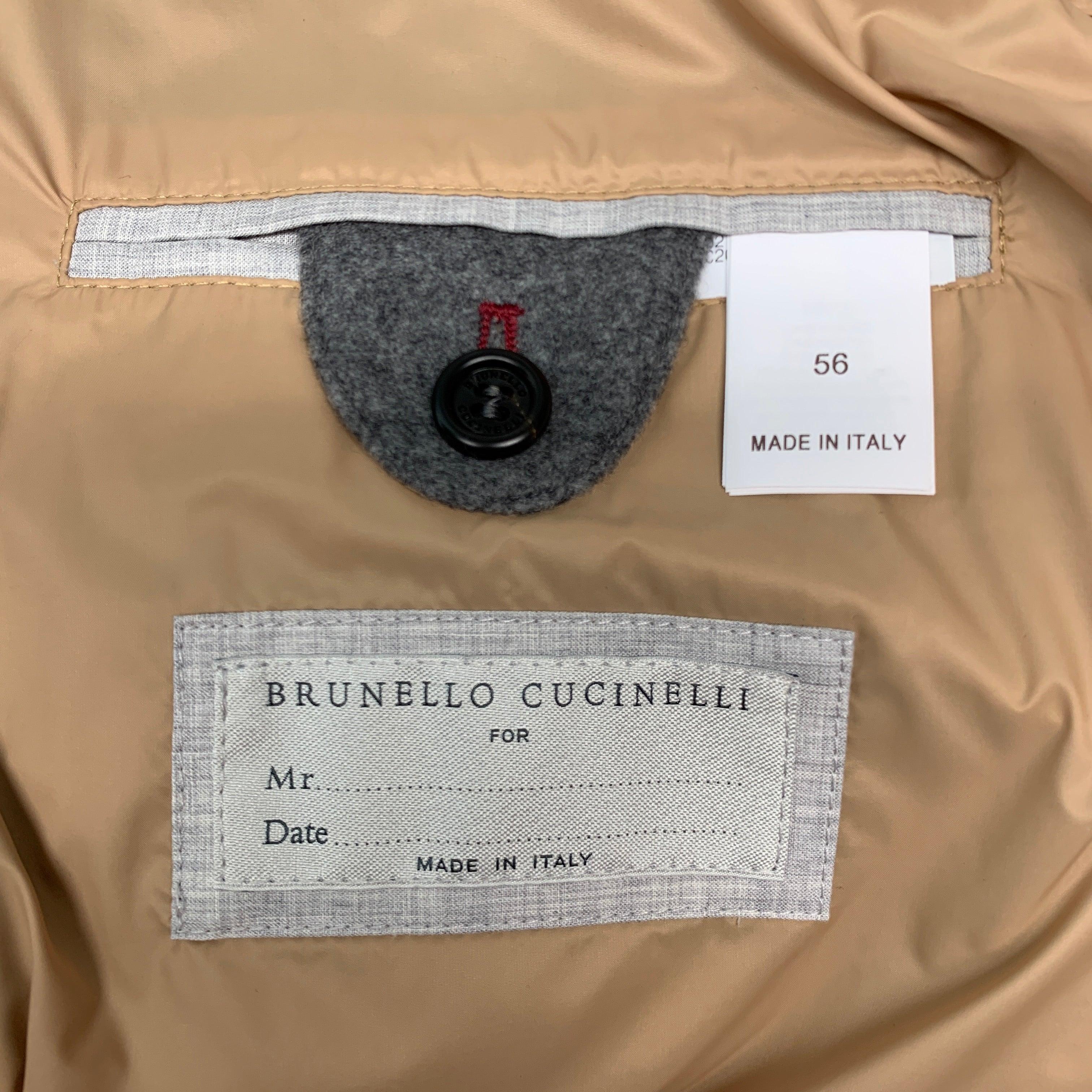 BRUNELLO CUCINELLI Size 46 Grey Cashmere Zip Snaps Jacket For Sale 3