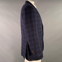 BRUNELLO CUCINELLI Größe 46 Marinebraun karierter Sportmantel aus Leinenmischung