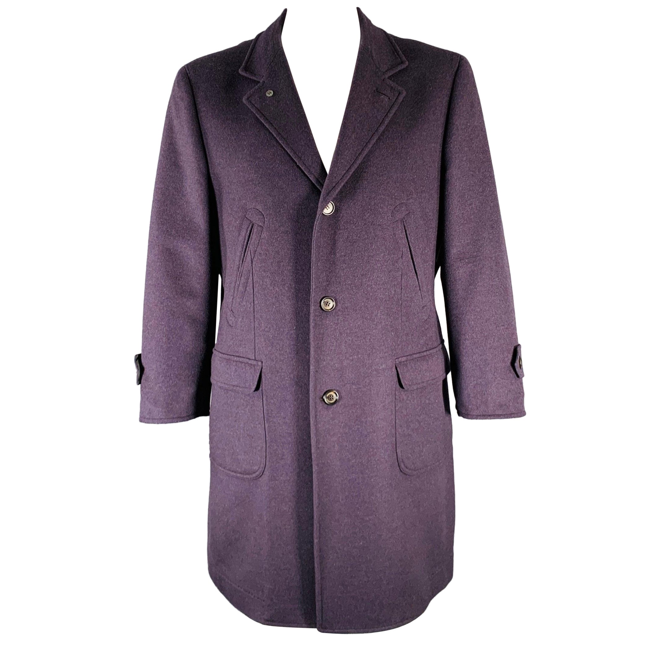 BRUNELLO CUCINELLI Size 48 Purple Wool Cashmere Coat
