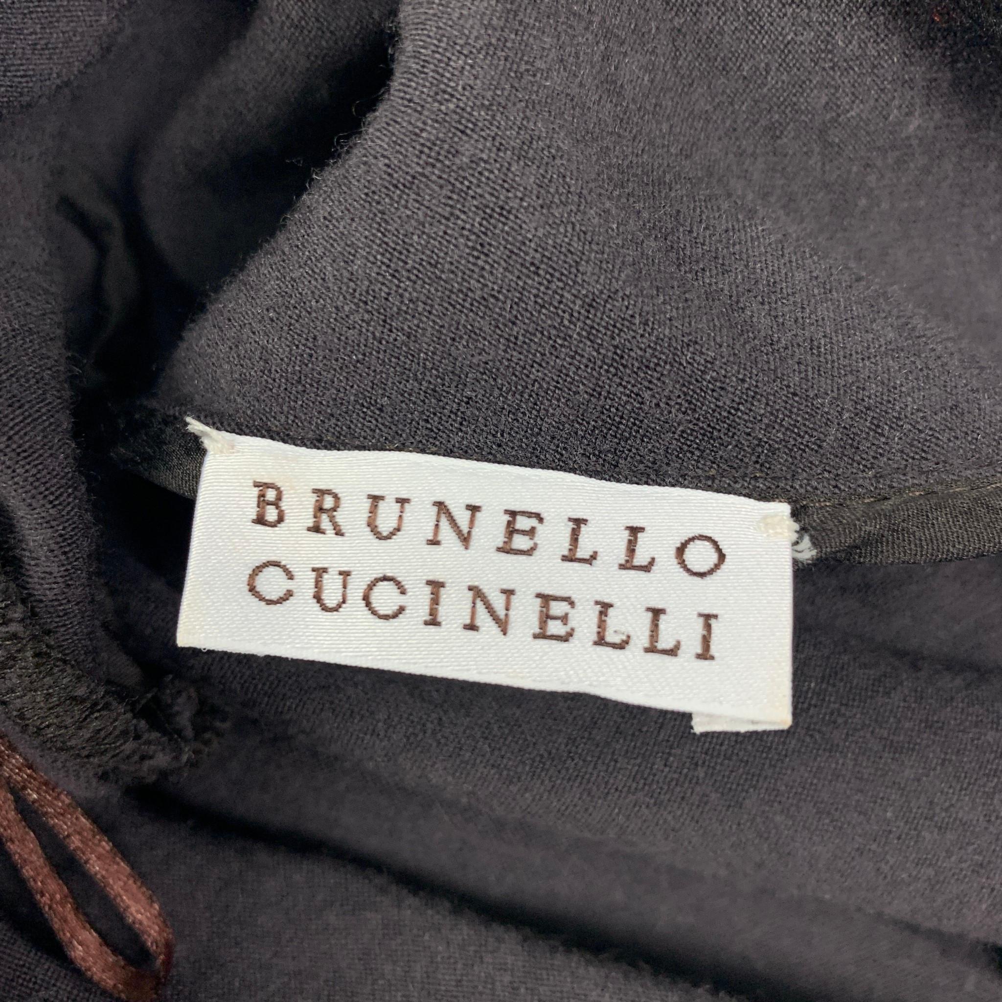 Women's BRUNELLO CUCINELLI Size 6 Taupe Navy Long Sleeve Dress