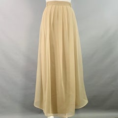 BRUNELLO CUCINELLI Size 8 Beige Taupe Silk Pleated Asymmetrical High Low Long Skirt