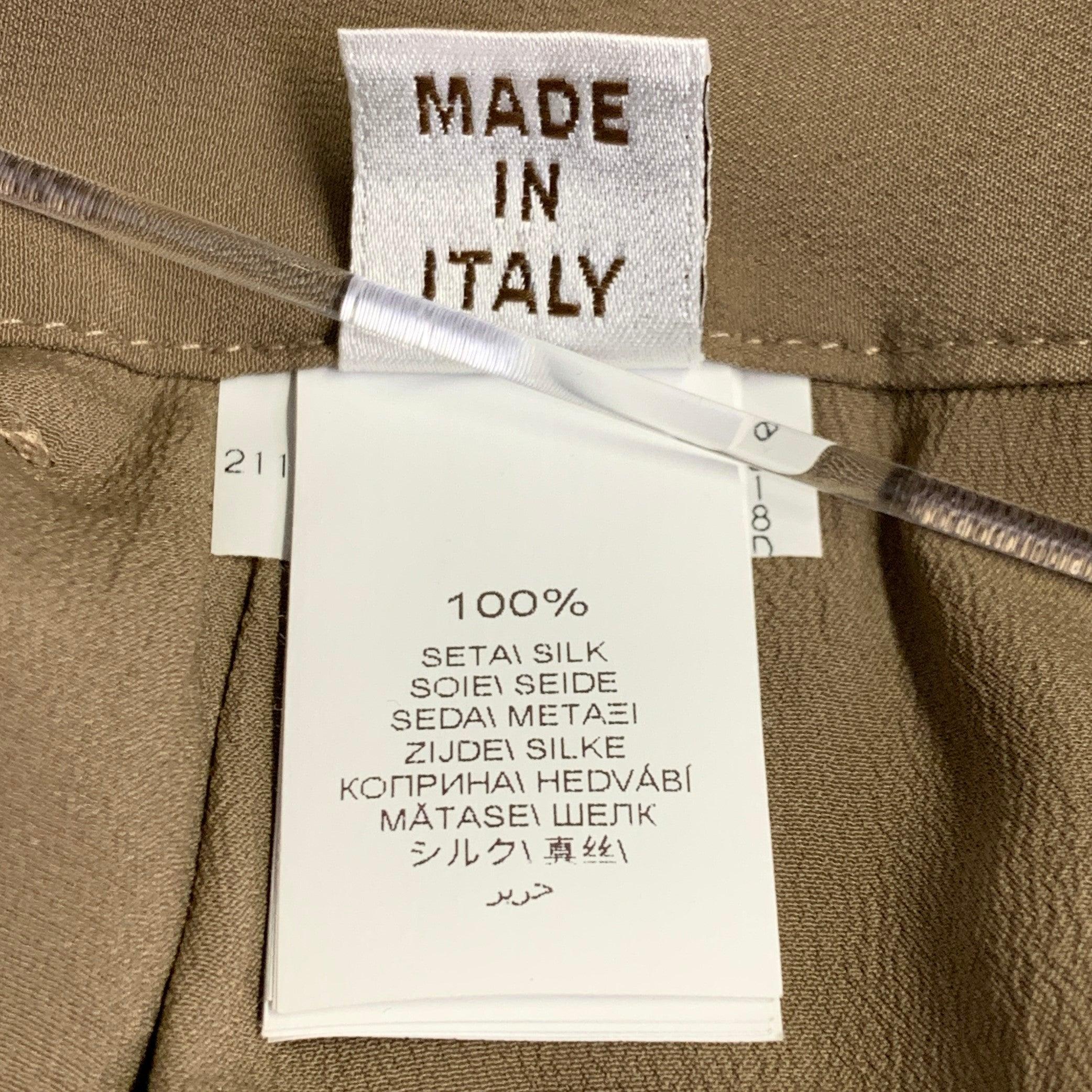Brunello Cucinelli Taglia 8 Beige Taupe Gonna lunga asimmetrica a pieghe in seta, alta e bassa in vendita 3