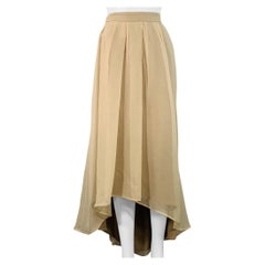 Brunello Cucinelli Taglia 8 Beige Taupe Gonna lunga asimmetrica a pieghe in seta, alta e bassa