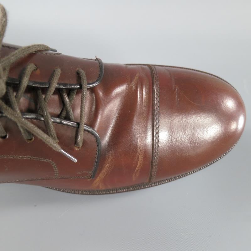 BRUNELLO CUCINELLI Size 8 Brown Leather Cap-toe Lace Up For Sale 1