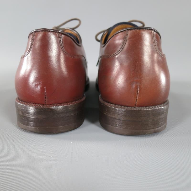 BRUNELLO CUCINELLI Size 8 Brown Leather Cap-toe Lace Up For Sale 2