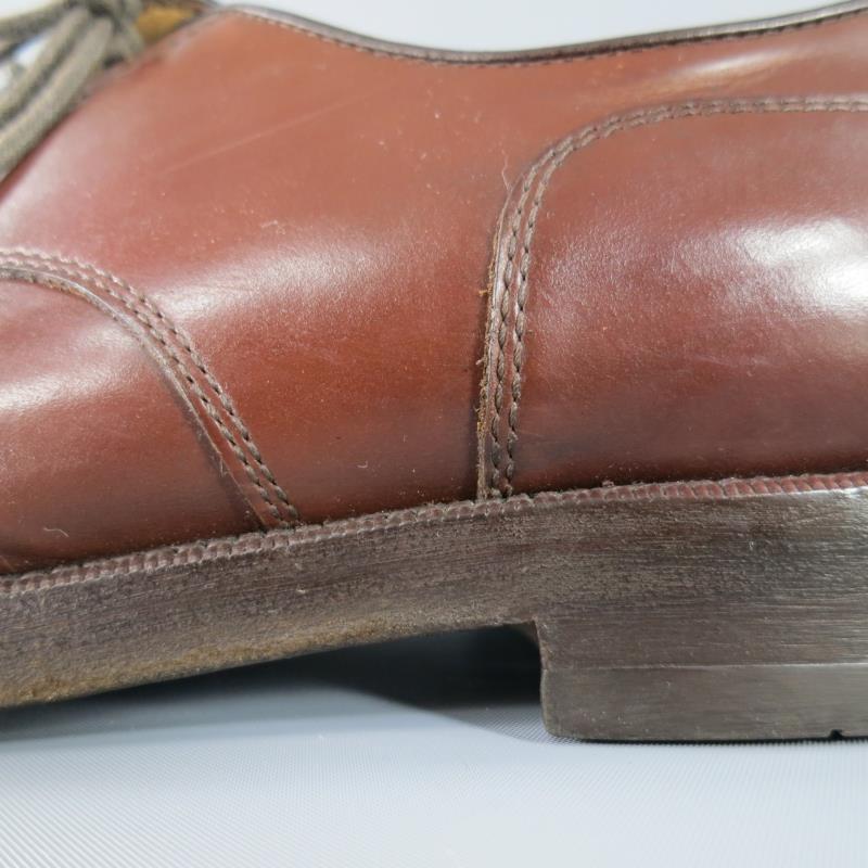 BRUNELLO CUCINELLI Size 8 Brown Leather Cap-toe Lace Up For Sale 3
