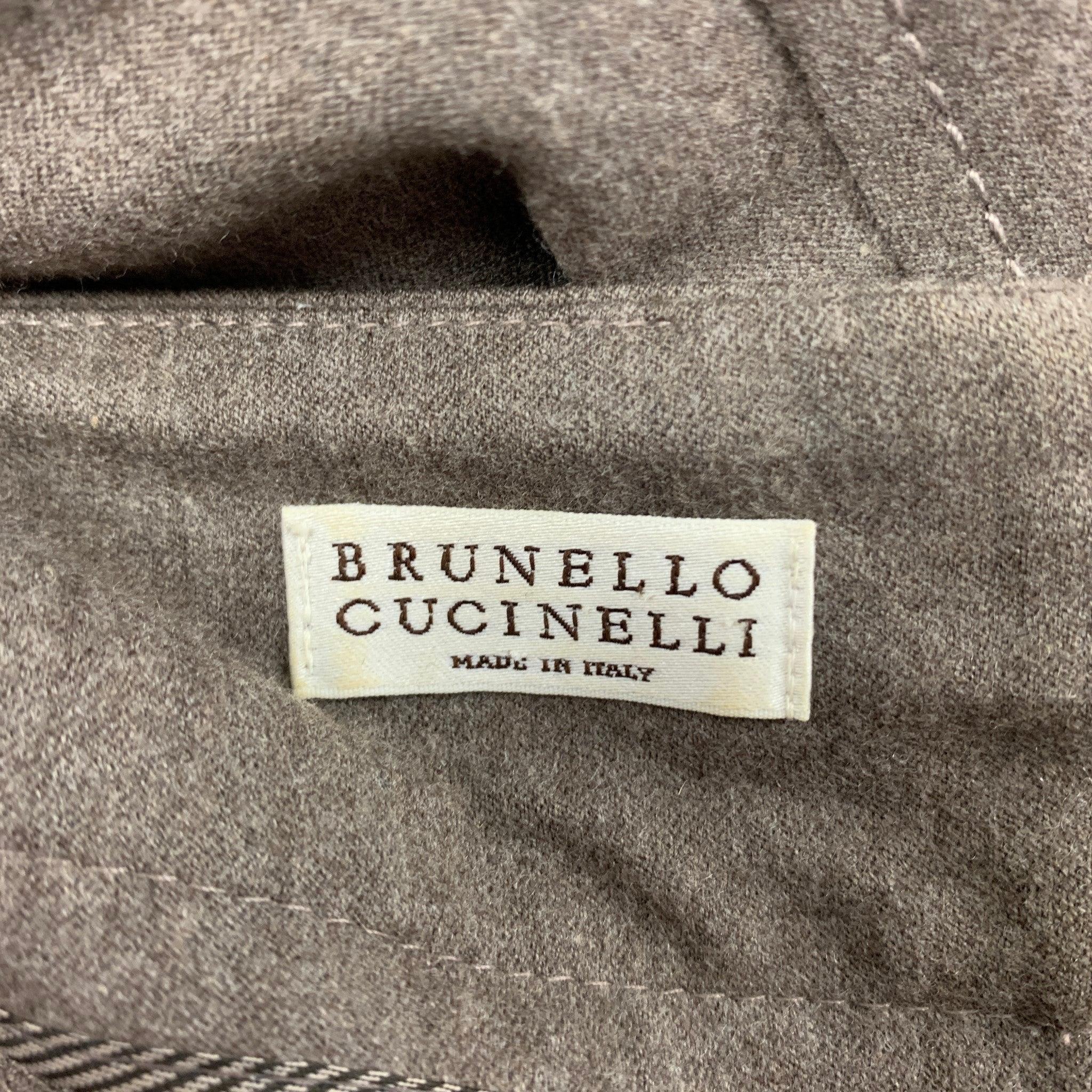 BRUNELLO CUCINELLI Size 8 Brown Wool Blend Heather Pencil Skirt For Sale 2