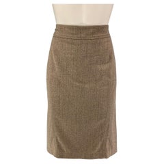 BRUNELLO CUCINELLI Size 8 Brown Wool Blend Heather Pencil Skirt