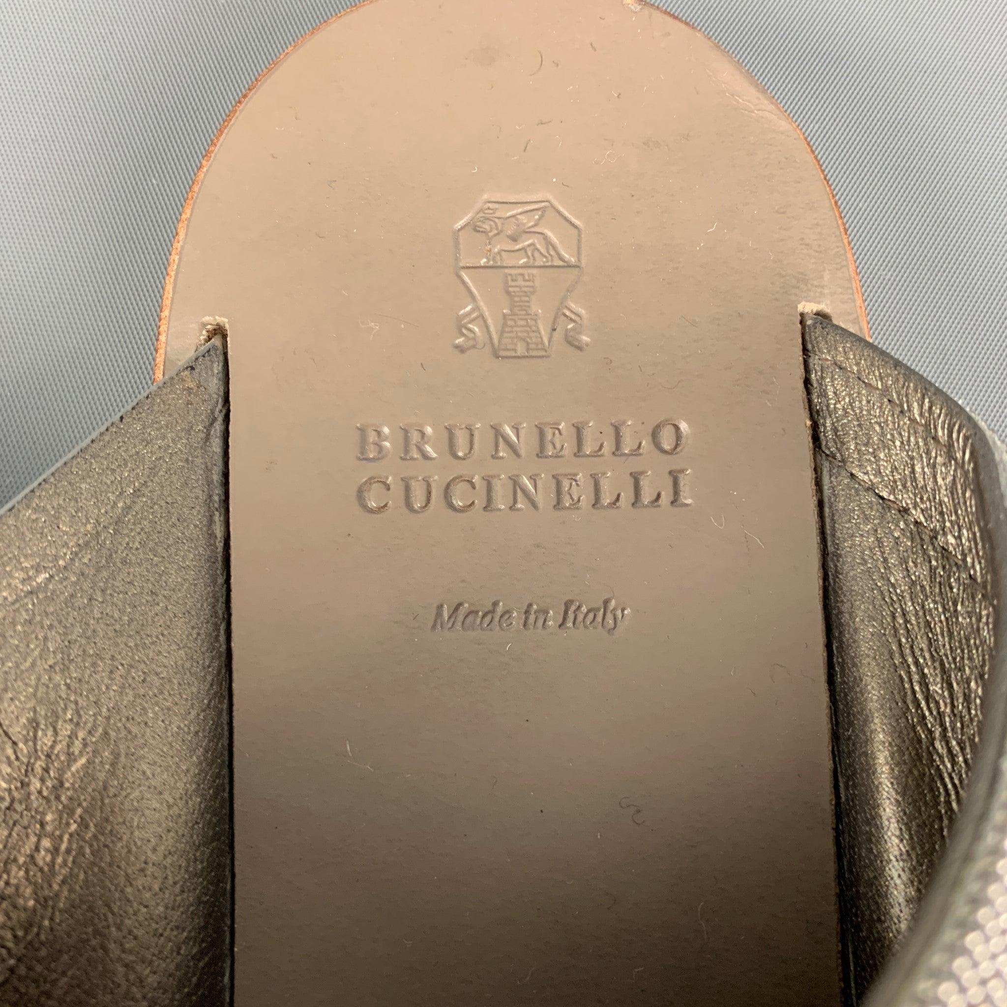 BRUNELLO CUCINELLI Size 8 Grey Sage Suede Slip On Sandals 3