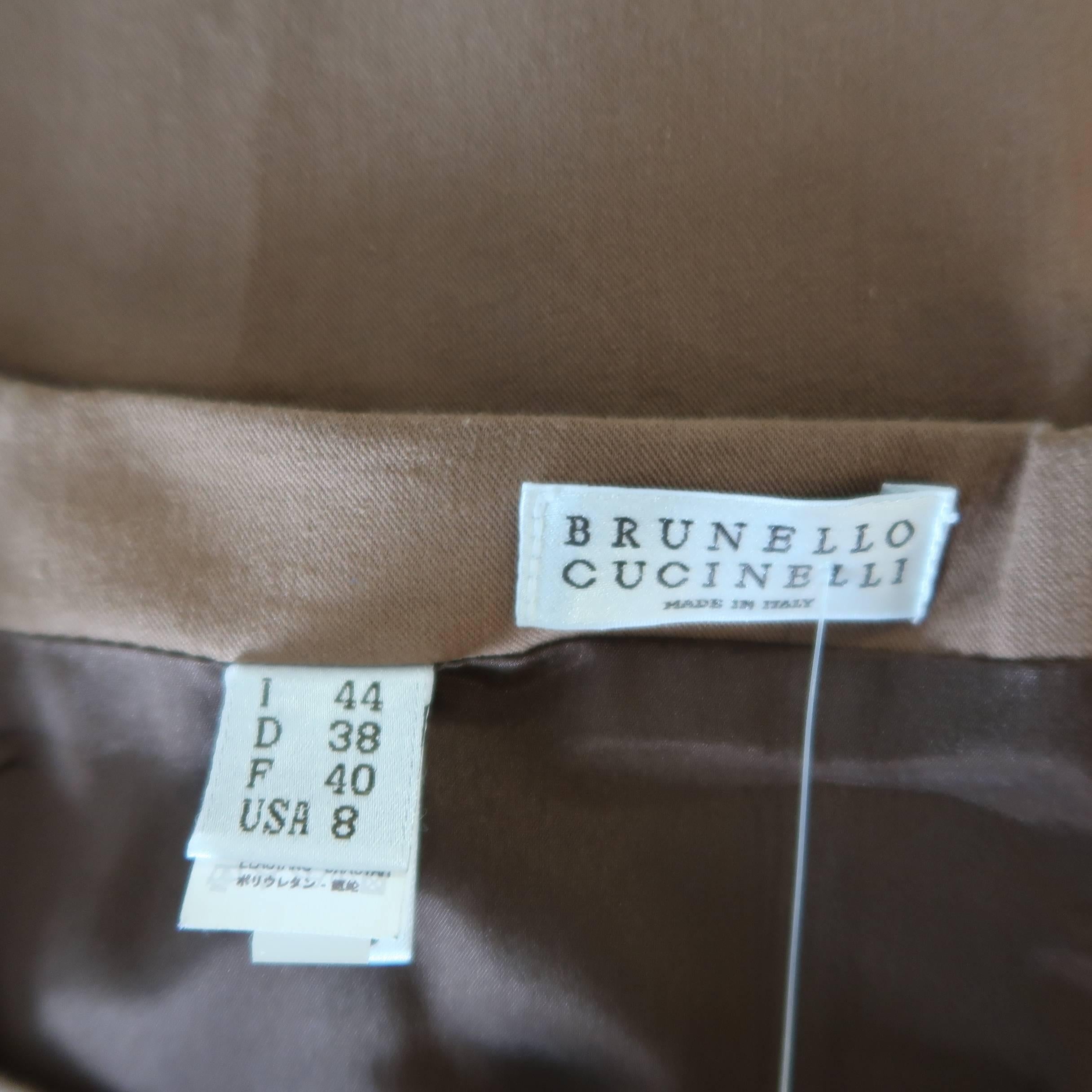 Women's BRUNELLO CUCINELLI Size 8 Tan Cotton / Elastane Pencil Skirt