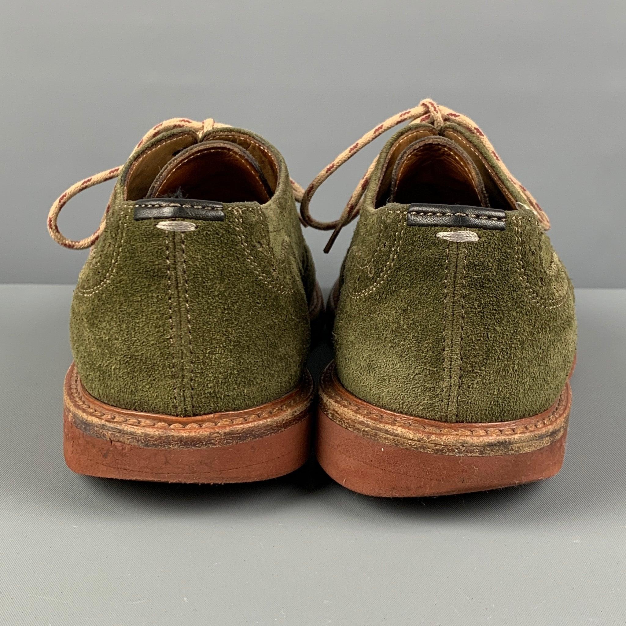 BRUNELLO CUCINELLI Size 9 Olive Suede Wingtip Lace Up Shoes For Sale 1