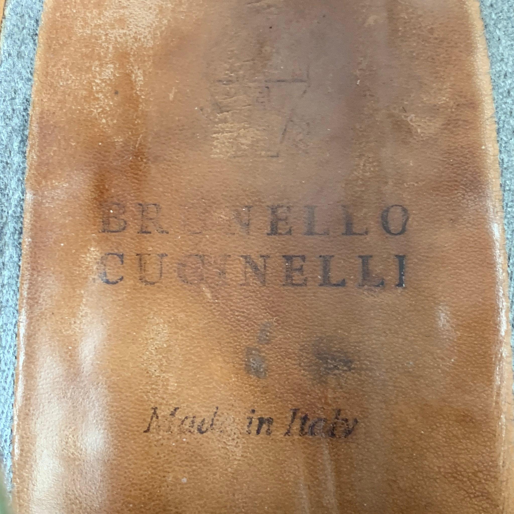BRUNELLO CUCINELLI Size 9 Olive Suede Wingtip Lace Up Shoes For Sale 2