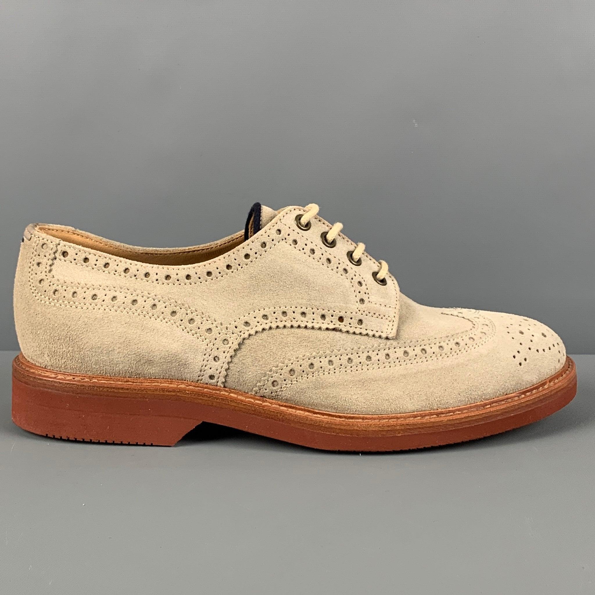 BRUNELLO CUCINELLI shoes comes in a beige suede featuring a wingtip style, brown sole, and a lace up closure. Made in Italy.
New with box.  

Marked:   42.5Outsole: 12 inches  x 4.25 inches 
  
  
 
Reference: 123030
Category: Lace Up Shoes
More