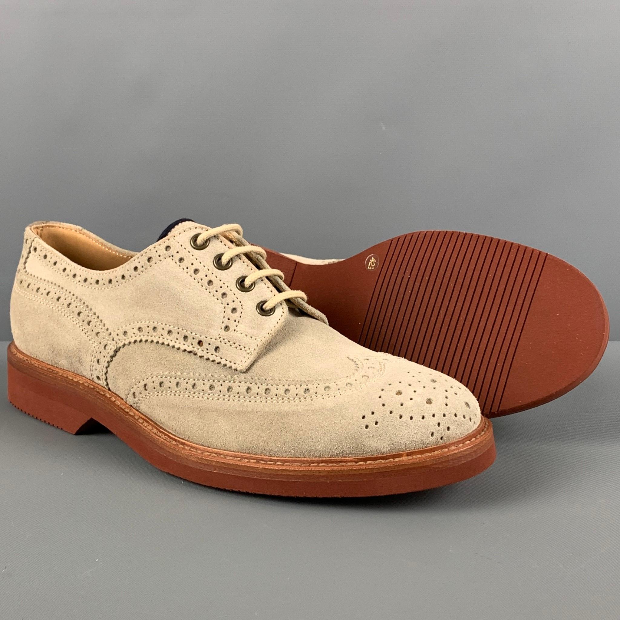 Gray BRUNELLO CUCINELLI Size 9.5 Beige Brown Wingtip Brogue Lace Up Shoes