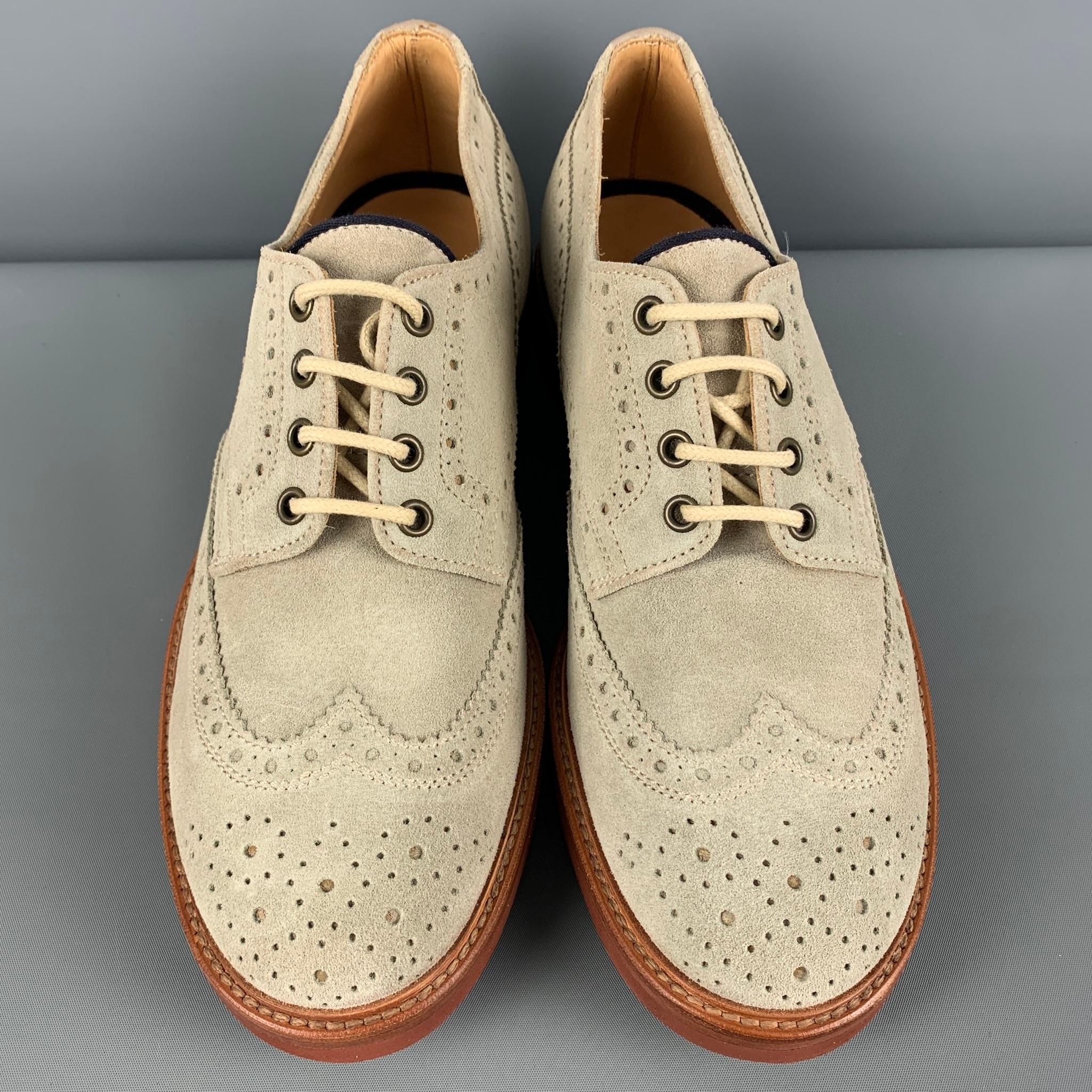 BRUNELLO CUCINELLI Size 9.5 Beige Brown Wingtip Brogue Lace Up Shoes In New Condition In San Francisco, CA