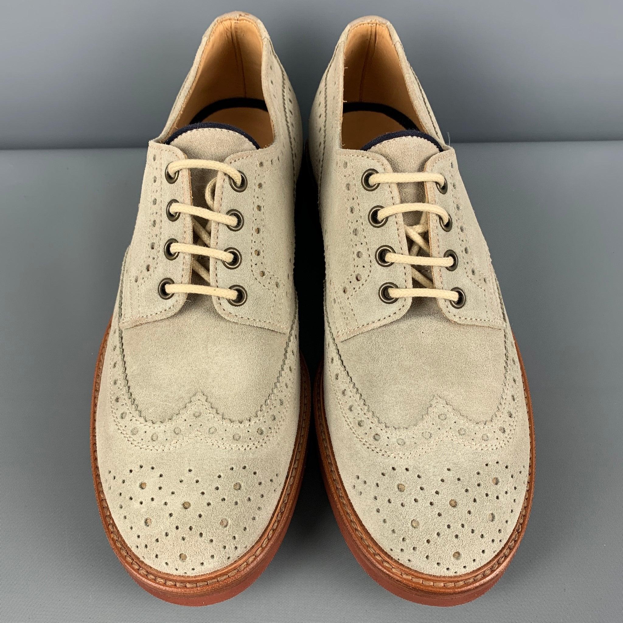 BRUNELLO CUCINELLI Size 9.5 Beige Brown Wingtip Brogue Lace Up Shoes For Sale 1