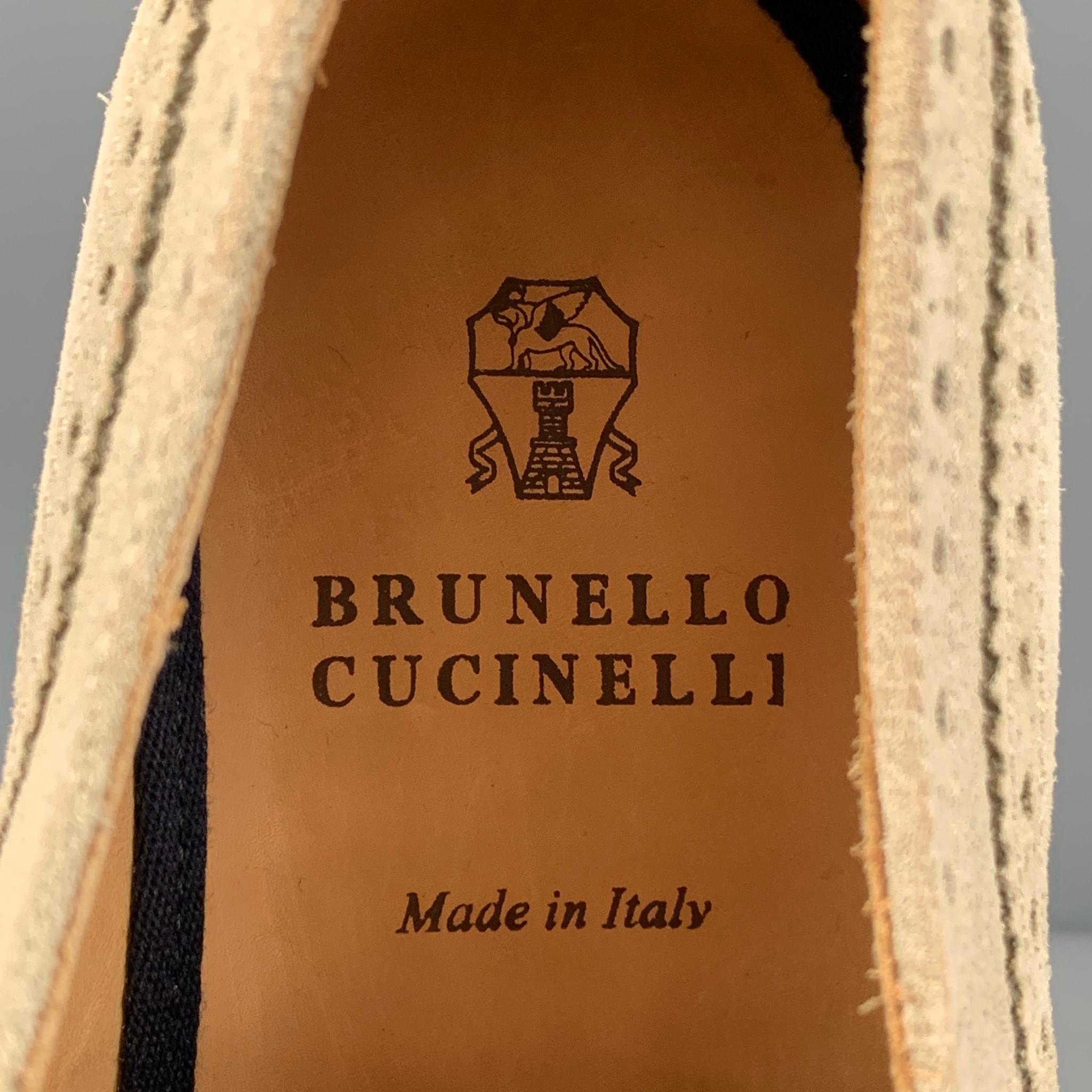 BRUNELLO CUCINELLI Size 9.5 Beige Brown Wingtip Brogue Lace Up Shoes 2
