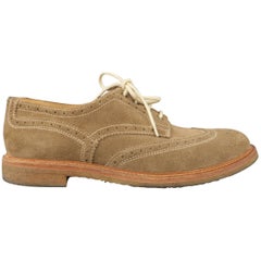 BRUNELLO CUCINELLI Size 9.5 Taupe Suede Wingtip Brogue Crepe Sole Lace Up
