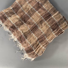 BRUNELLO CUCINELLI Size Brown Tan Plaid Linen Scarves