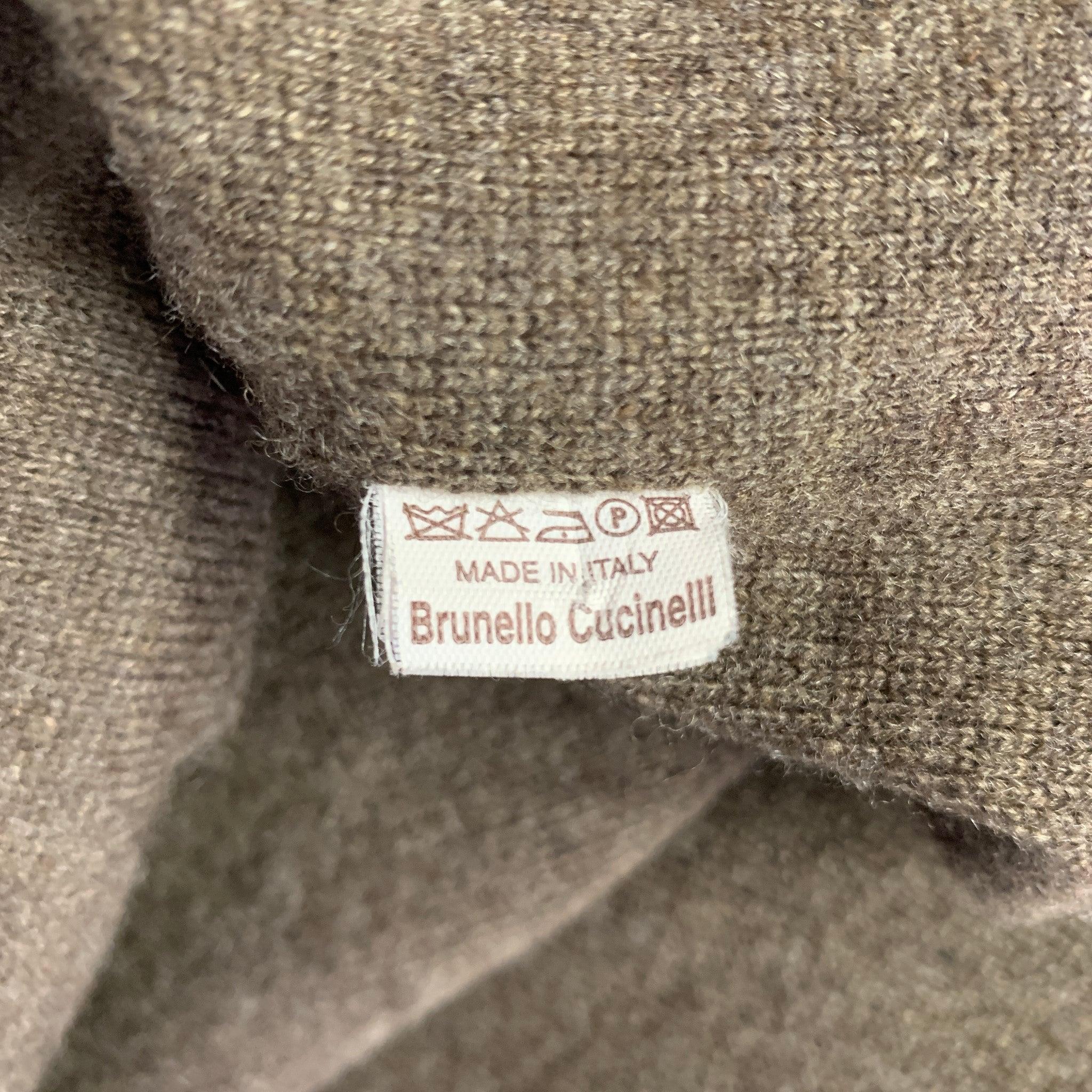 BRUNELLO CUCINELLI Size L Beige Brown Wool Herringbone Vest 3