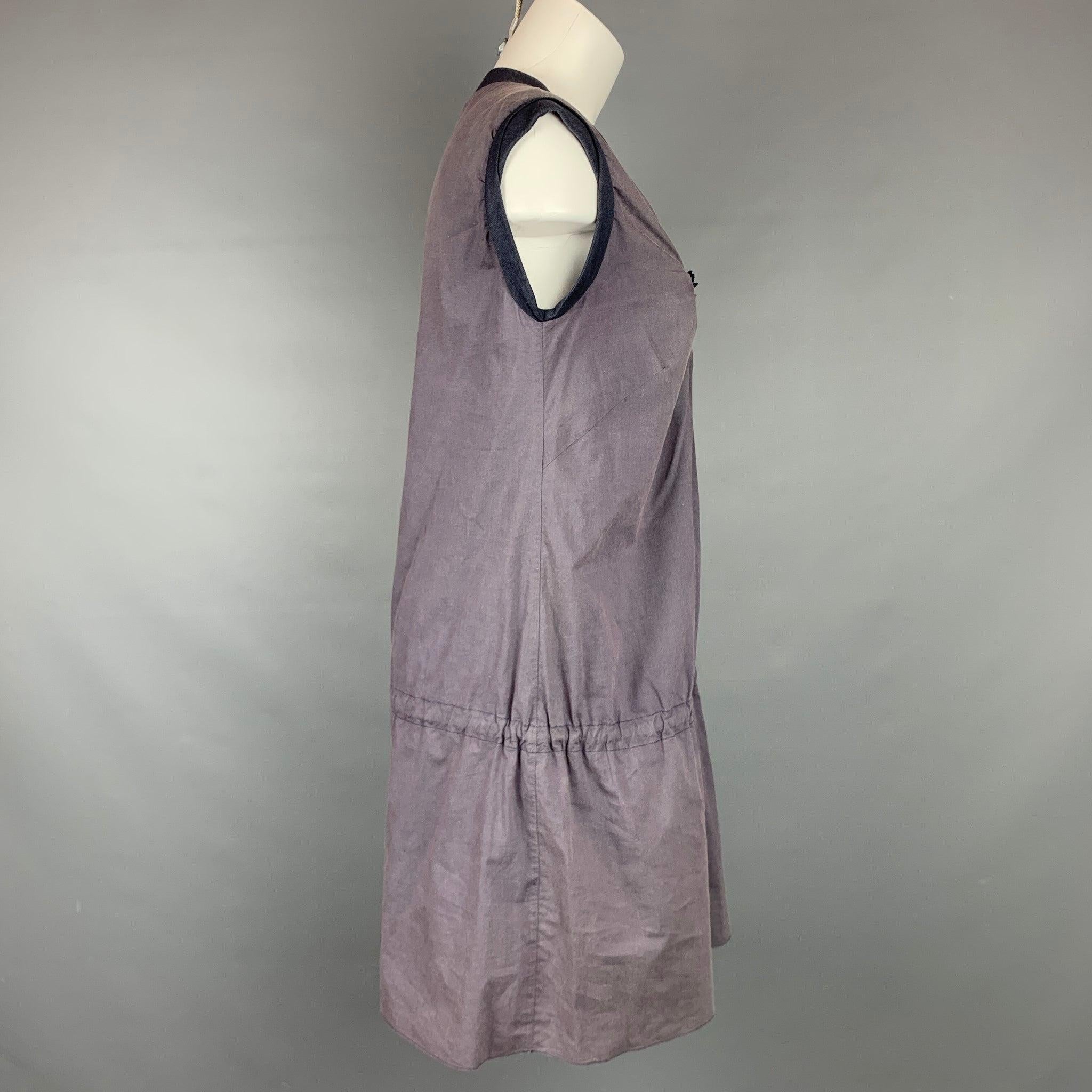 BRUNELLO CUCINELLI Size L Purple Cotton / Lycra Sleeveless Dress In Good Condition For Sale In San Francisco, CA
