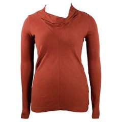 BRUNELLO CUCINELLI Size L Red Burgundy Cotton Blend Ribbed Cowl Neck Pullover